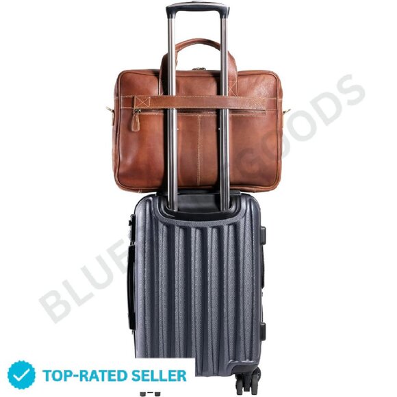 Leather Laptop Messenger Bag Classic Elegant Office Satchel Unisex Briefcase - Picture 4 of 4